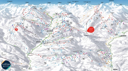 Pistekaart Skicircus Saalbach Hinterglemm Leogang Fieberbrunn